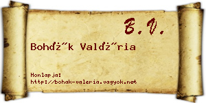 Bohák Valéria névjegykártya